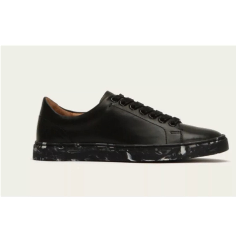 Frye Ivy low lace black leather marble sneakers 9